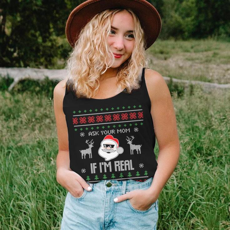 Ask Your Mom If I'm Real Santa Ugly Christmas Sweater Women Tank Top Gifts for Her