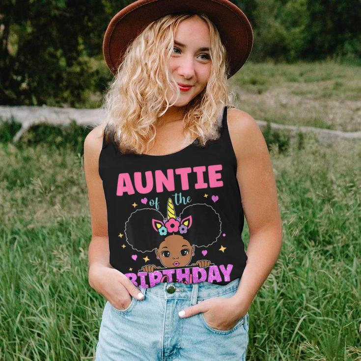 Auntie Of The Birthday Girl Melanin Afro Unicorn Princess Women Tank Top Weekend Graphic Gifts for Her