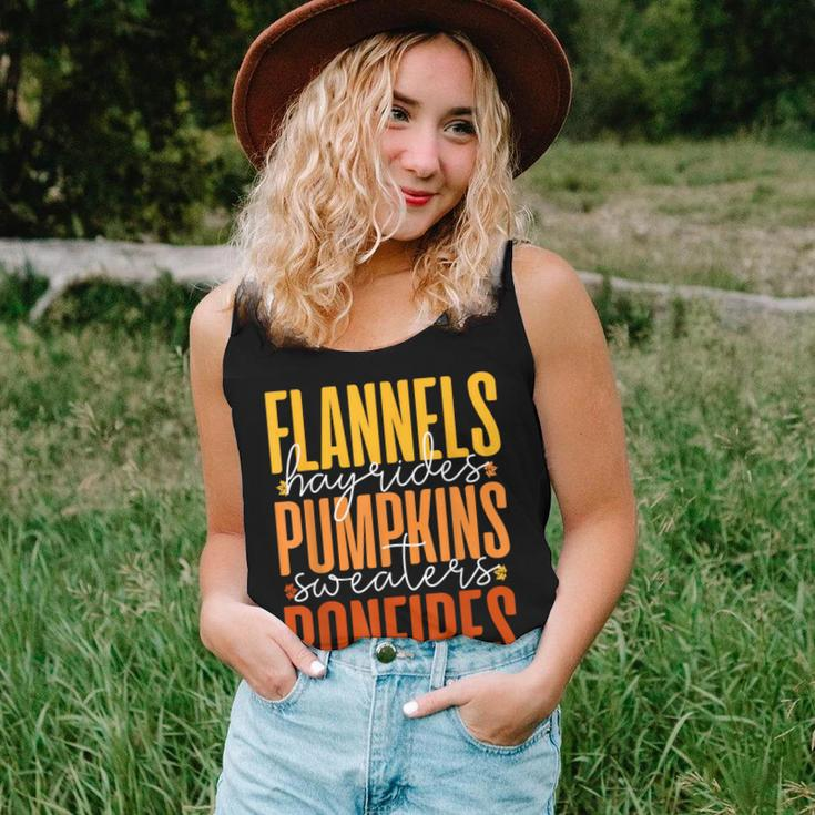 Autumn Fall Flannels Hayrides Pumpkins Sweaters Bonfires Women Tank Top Gifts for Her