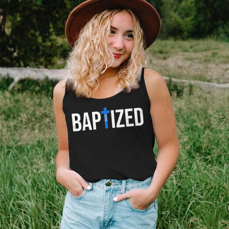 Baptized 2023 Christian Water Baptism Church Group Christ Women Tank Top Weekend Graphic Gifts for Her
