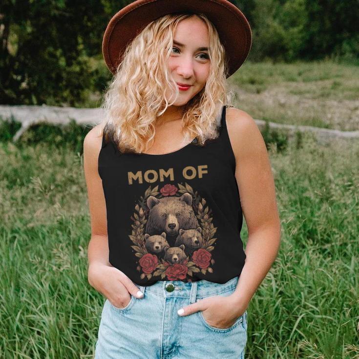 Bear Mom Of 3 Boys Floral Boys Mama Women Tank Top Gifts for Her
