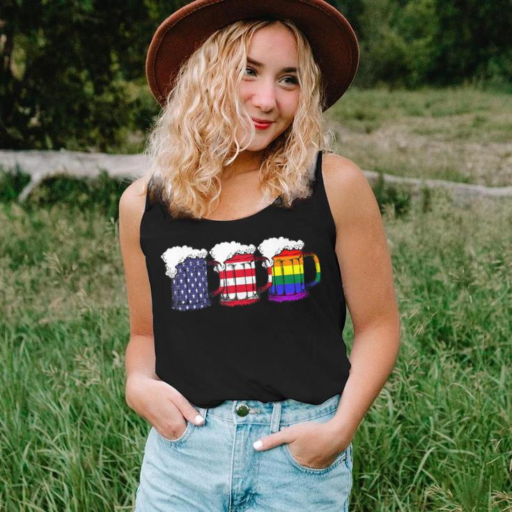 Beer American Flag Drinking Gay Pride Lesbian Lgbt Rainbow Women Tank Top Gifts for Her