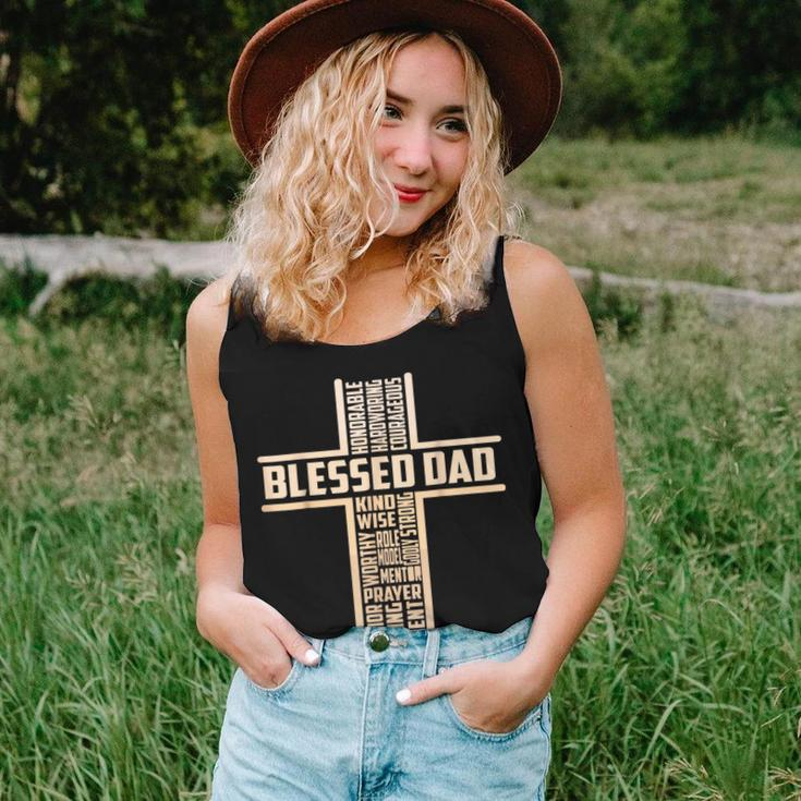 Blessed Dad Fathers Day Cross Christian Papa Pop Husband Women Tank Top Basic Casual Daily Weekend Graphic Gifts for Her