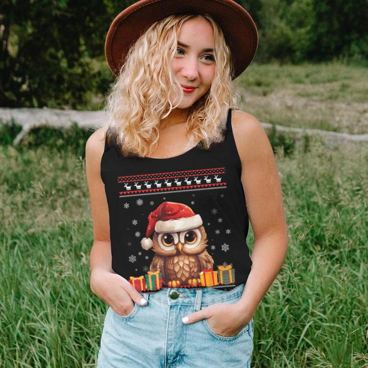 Christmas Owl Santa Hat Ugly Christmas Sweater Women Tank Top Gifts for Her