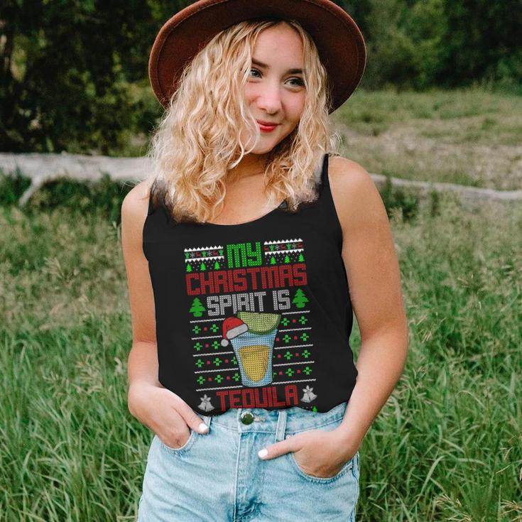 My Christmas Spirit Is Tequila Drinking Ugly Sweater Women Tank Top Gifts for Her