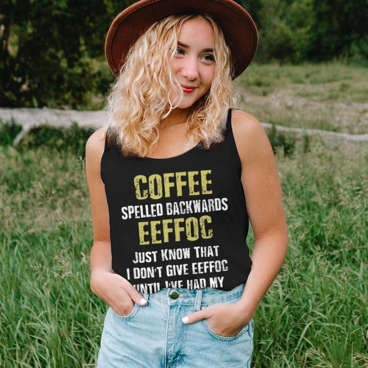Coffee Spelled Backwards Coffee Quote Humor Women Tank Top Gifts for Her