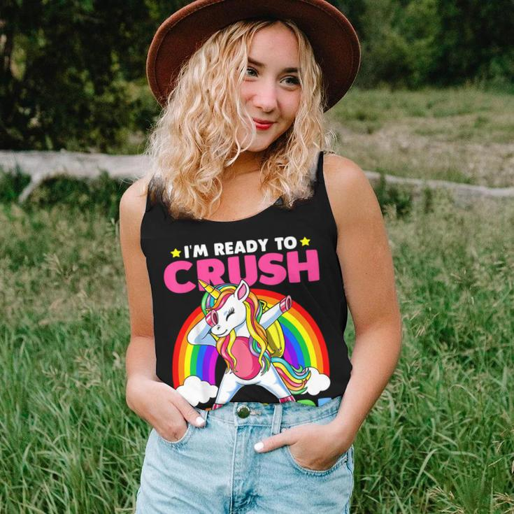 Crush 1St Grade Dabbing Unicorn Back To School Girls Gift Women Tank Top Weekend Graphic Gifts for Her
