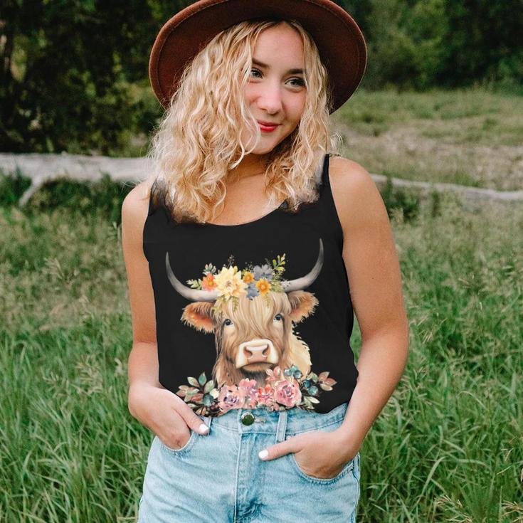 Cute Baby Highland Cow With Flowers Calf Animal Christmas Women Tank Top Gifts for Her