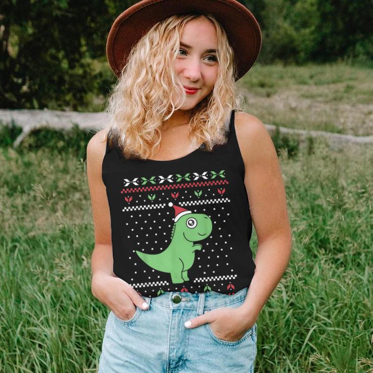 Cute T-Rex Dinosaur Ugly Christmas Sweater Style Women Tank Top Gifts for Her