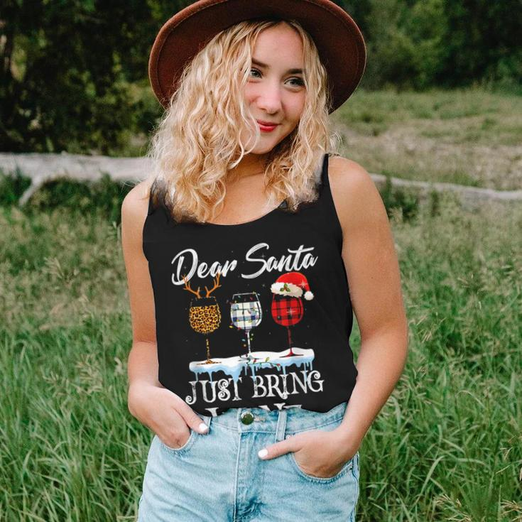 Dear Santa Just Bring Wine For Christmas Costume Glasses Women Tank Top Gifts for Her