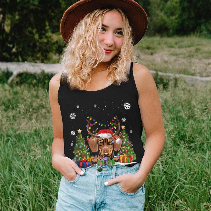 Dog Lovers Cute Dachshund Santa Hat Ugly Christmas Sweater Women Tank Top Gifts for Her