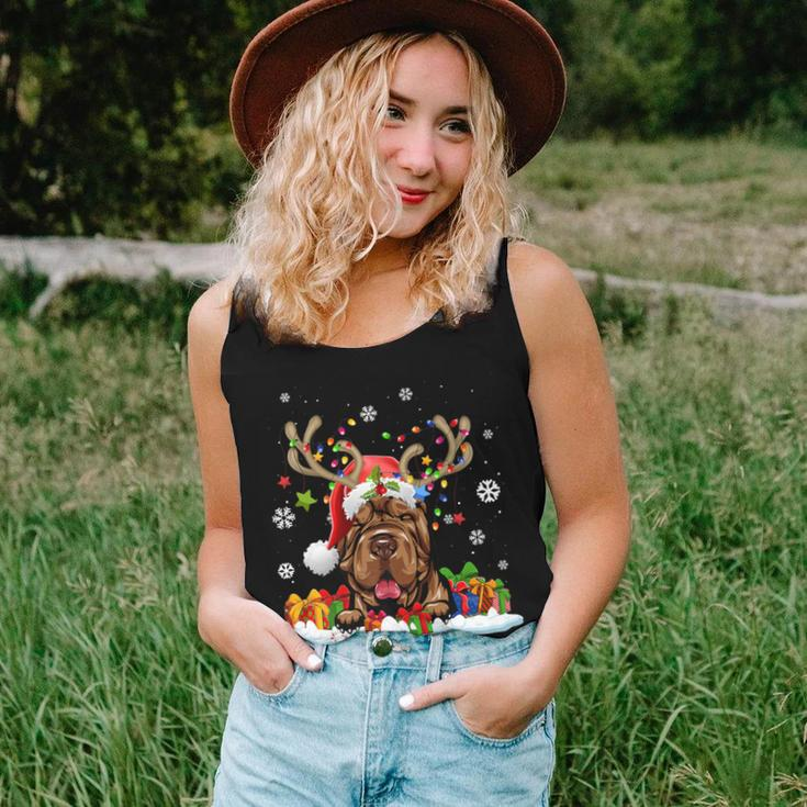Dog Lovers Cute Shar Pei Santa Hat Ugly Christmas Sweater Women Tank Top Gifts for Her