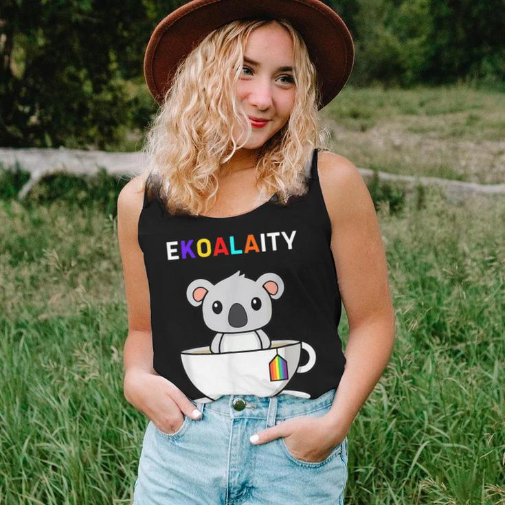 Ekoalaity Gay Pride Cute Koala Tea Cup Rainbow Flag Lgbt Women Tank Top Gifts for Her