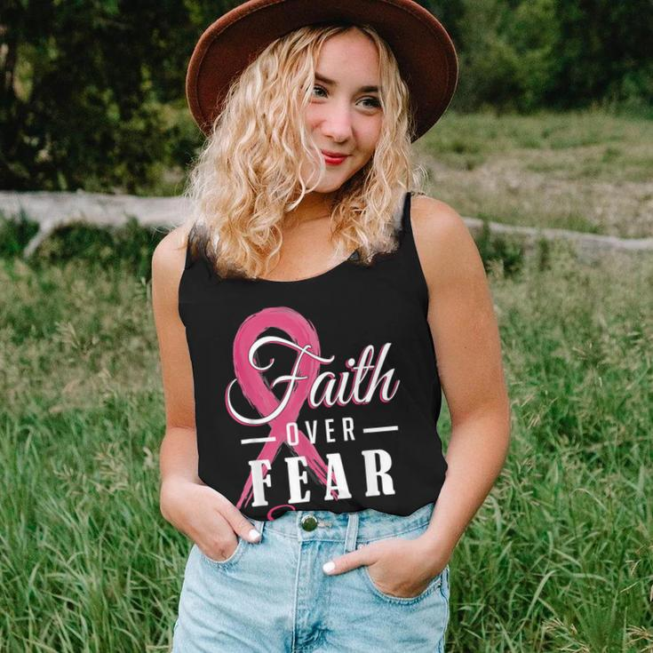 Faith Over Fear Pink Ribbon Breast Cancer Survivor Women Tank Top Gifts for Her