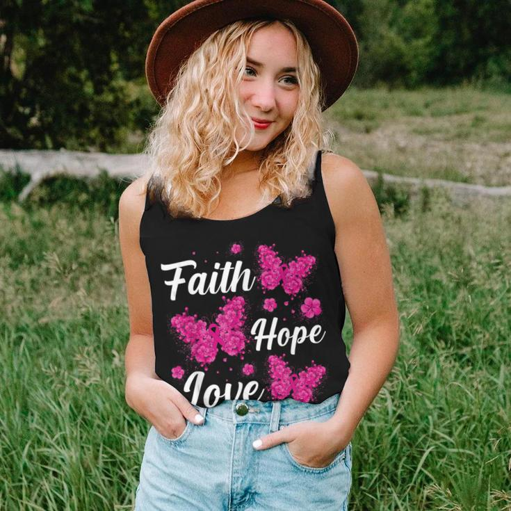 Faith Hope Love Butterfly Breast Cancer Awareness Month Women Tank Top Gifts for Her