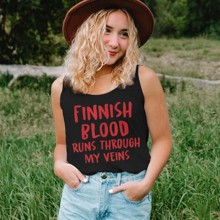 Finnish Blood Runs Through My Veins Novelty Sarcastic Word Women Tank Top Gifts for Her