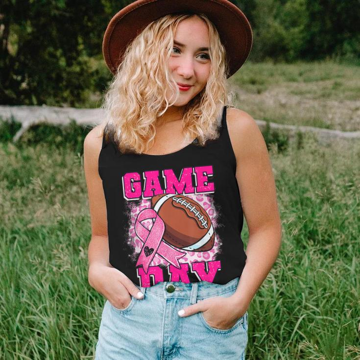 Football Game Day Pink Ribbon Breast Cancer Awareness Mom Women Tank Top Gifts for Her