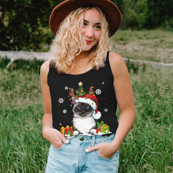Cat Lover Cute Birman Santa Hat Ugly Christmas Sweater Women Tank Top Gifts for Her