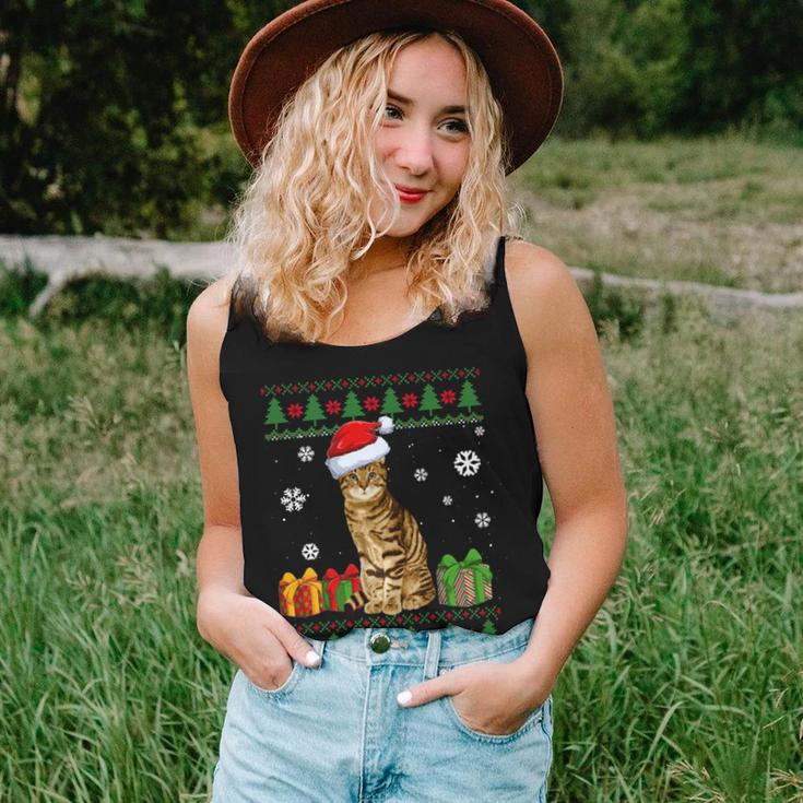 Cat Lovers Cute Cat Santa Hat Ugly Christmas Sweater Women Tank Top Gifts for Her