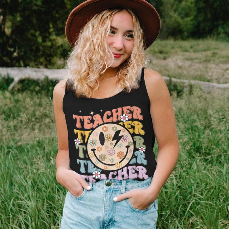 Funny Hippie Face Teacher Back To School Teachers Day  Women Tank Top Weekend Graphic Gifts for Her