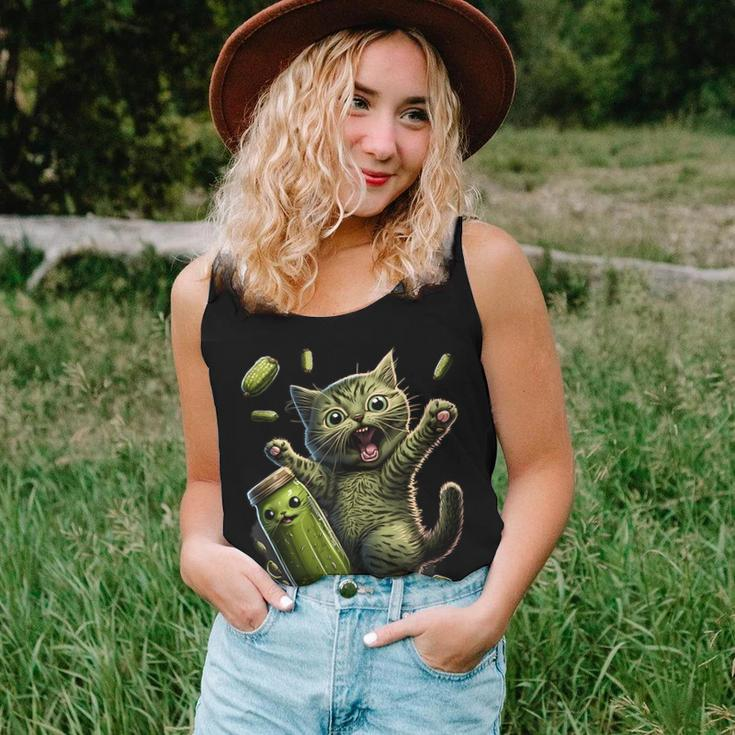 Funny Kittens Vs Gherkin Pickle Cat Mom Lady Women Tank Top Basic Casual Daily Weekend Graphic Gifts for Her