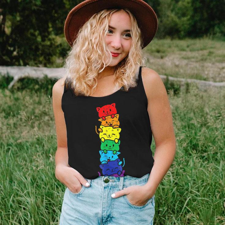 Funny Lgbt Cat Stack Rainbow Gay Pride Gift For Cat Lover Women Tank Top Basic Casual Daily Weekend Graphic Gifts for Her