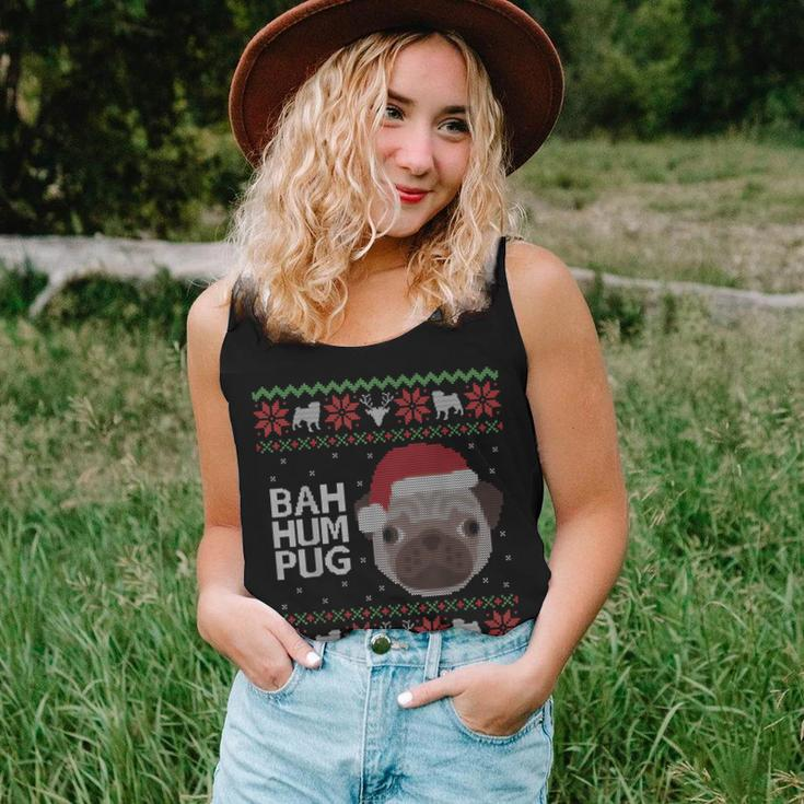 Ugly Sweater Christmas Bah Hum Pug Dog Women Tank Top Gifts for Her