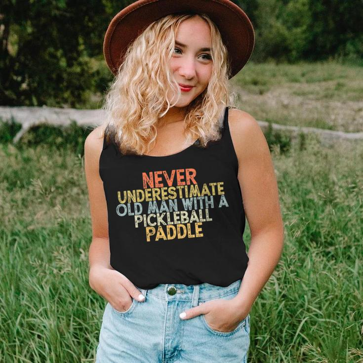 Never Underestimate Old Man With A Pickleball Paddle Women Tank Top Gifts for Her