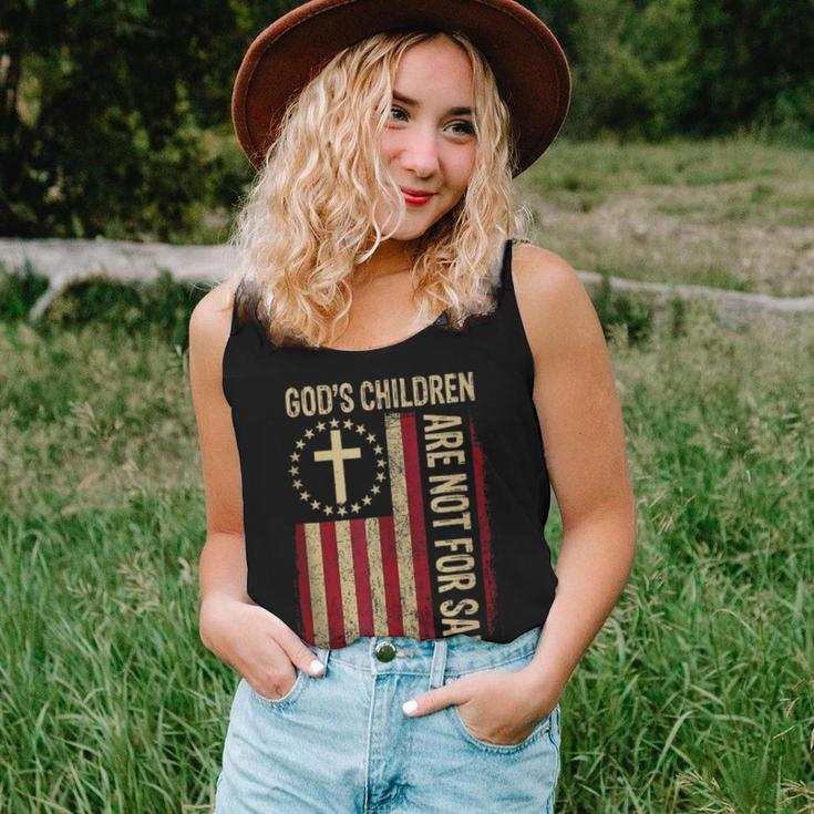 Gods Children Are Not For Sale American Flag Funny Women Tank Top Weekend Graphic Gifts for Her