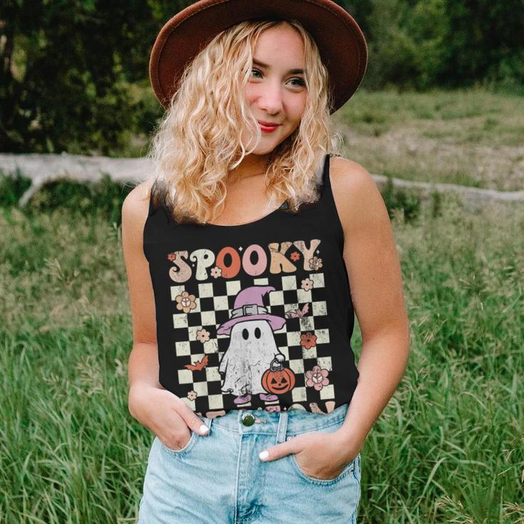 Groovy Spooky Season Cute Ghost Pumpkin Halloween Retro Women Tank Top Gifts for Her