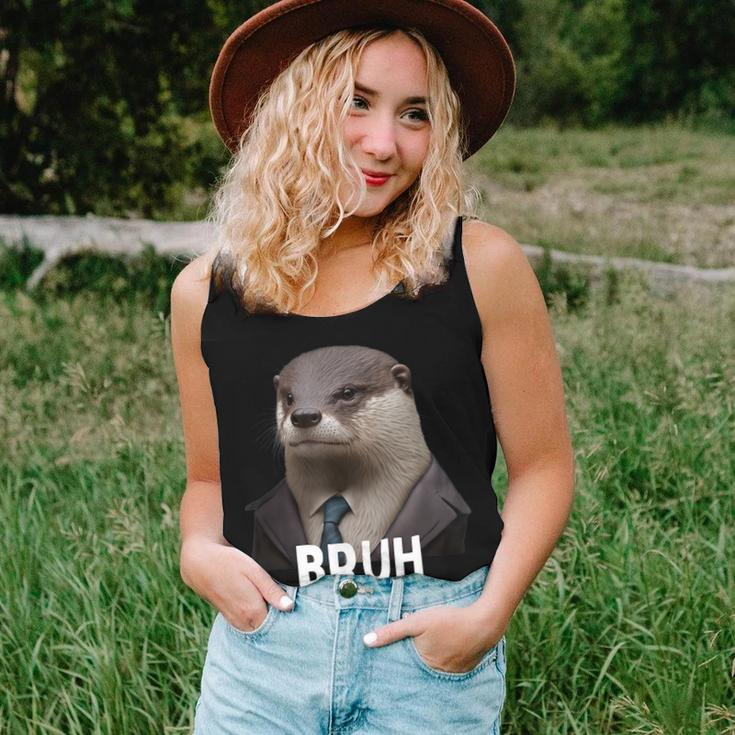 Grumpy Otter In Suit Says Bruh Sarcastic Monday Hater Women Tank Top Gifts for Her