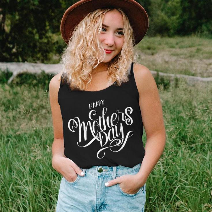 Happy Mothers Day Fancy White Cursive Design Classy Women Tank Top Basic Casual Daily Weekend Graphic Gifts for Her