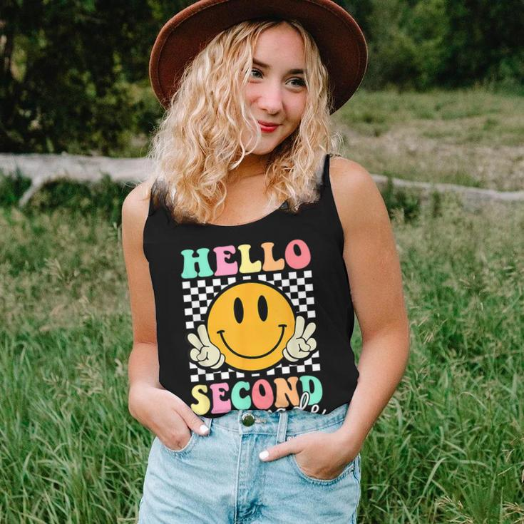 Hello Second Grade Groovy Retro First Day Back To School Women Tank Top Gifts for Her