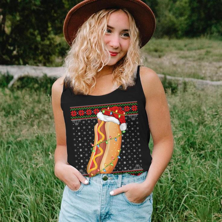 Hot Dog Christmas Lights Ugly Sweater Santa Hot Dog Xmas Women Tank Top Gifts for Her