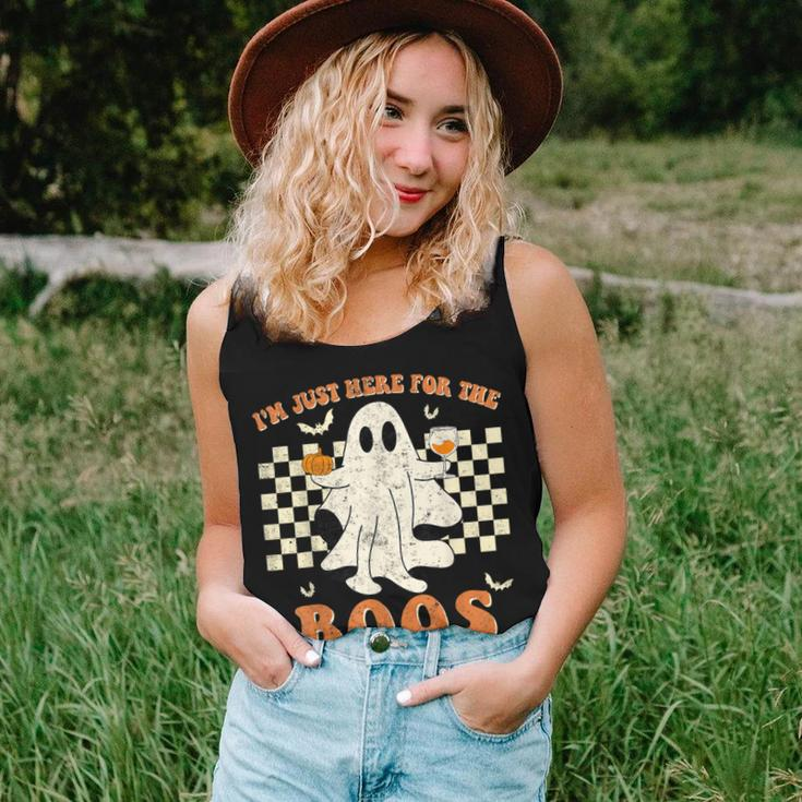 I'm Just Here For The Boos Ghost Retro Groovy Halloween Women Tank Top Gifts for Her