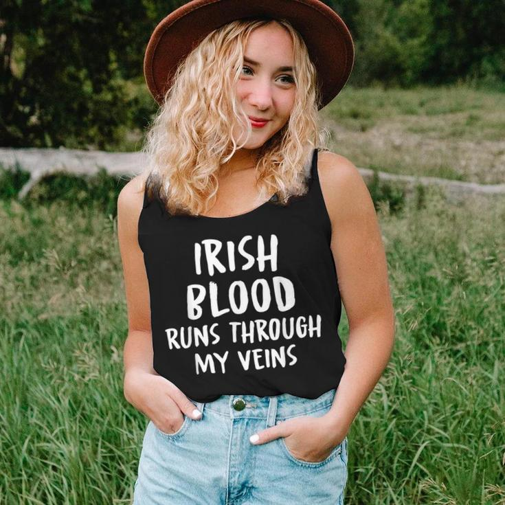 Irish Blood Runs Through My Veins Novelty Sarcastic Word Women Tank Top Gifts for Her