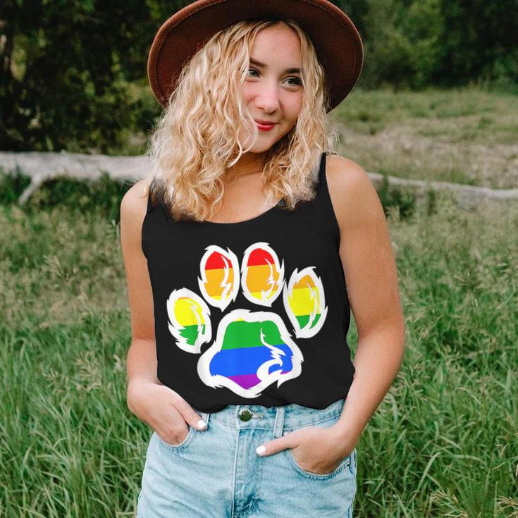 Lgbt Ally Furry Pride Rainbow Fursuit Dog Paw Print Women Tank Top Gifts for Her