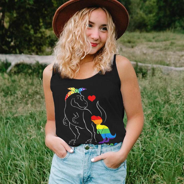 Lgbt Free Mom Hugs Dinosaur Rex Mamasaurus Ally Rainbow Flag Women Tank Top Gifts for Her