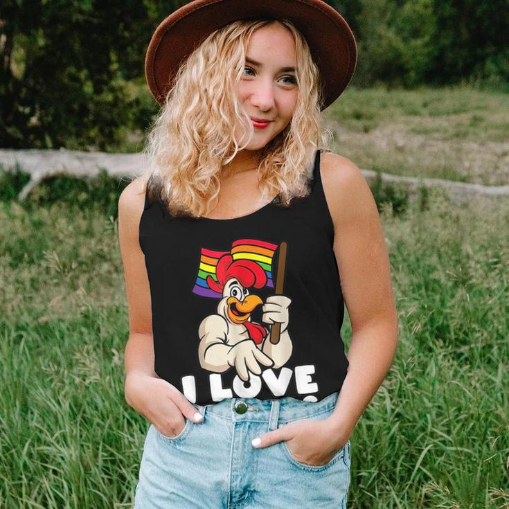 Lgbt Rainbow Flag Rooster Pun I Love Peckers Gay Chicken Dad Women Tank Top Basic Casual Daily Weekend Graphic Gifts for Her
