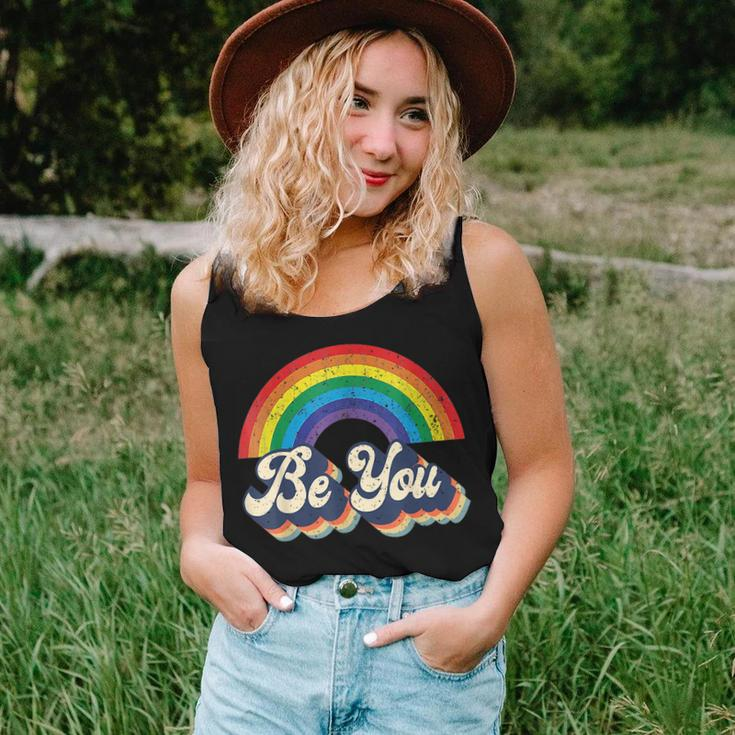 Lgbtq Ally Be You Gay Pride Lgbt Rainbow Flag Retro Women Tank Top Gifts for Her