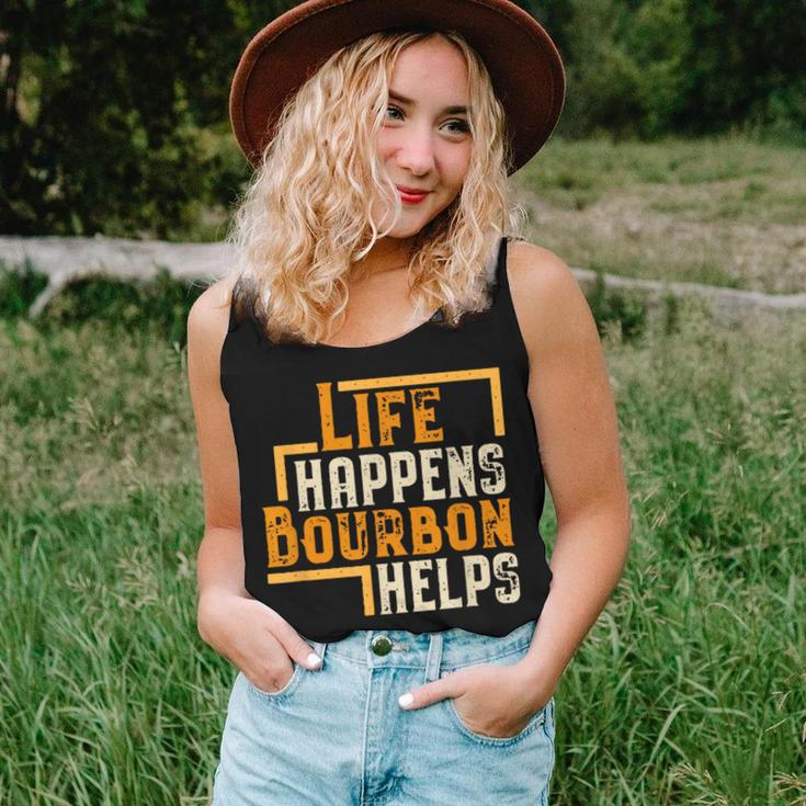 Life Happens Bourbon Helps Whiskey Drinking Women Tank Top Gifts for Her