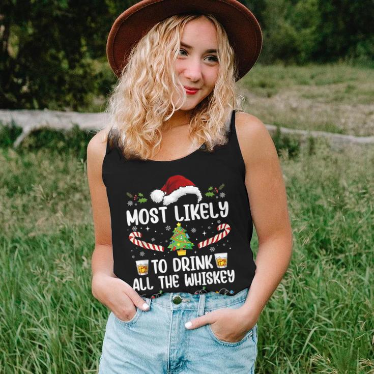 Most Likely To Drink All The Whiskey Family Christmas Pajama Women Tank Top Gifts for Her