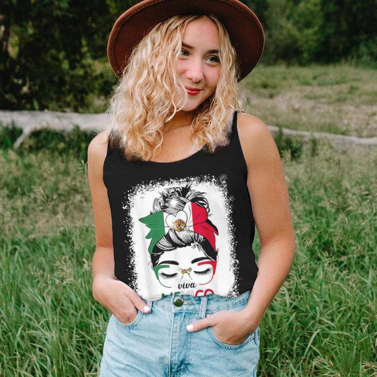 Mexican Independence Viva Mexico Messy Bun Hair Women Tank Top Gifts for Her