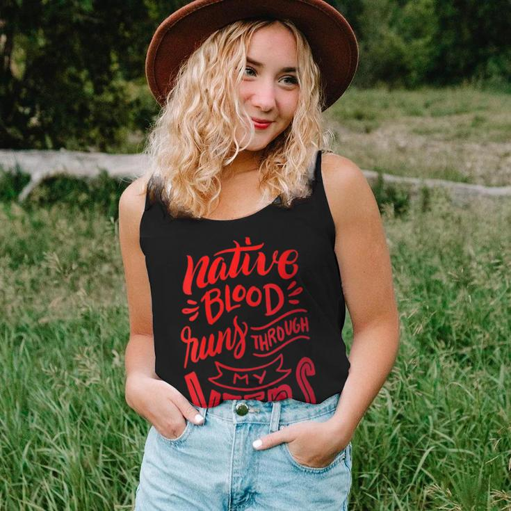 Native Blood Runs Through My Veins Proud Native American Women Tank Top Gifts for Her