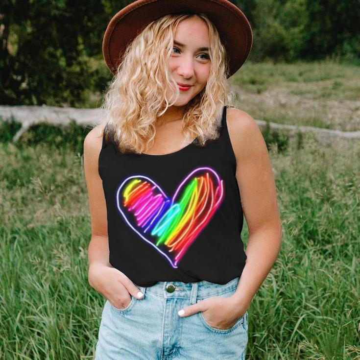 Neon Rainbow Heart Love Pride Lgbqt Rally Women Tank Top Gifts for Her