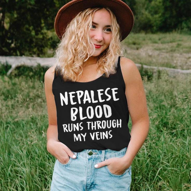 Nepalese Blood Runs Through My Veins Novelty Sarcastic Word Women Tank Top Gifts for Her