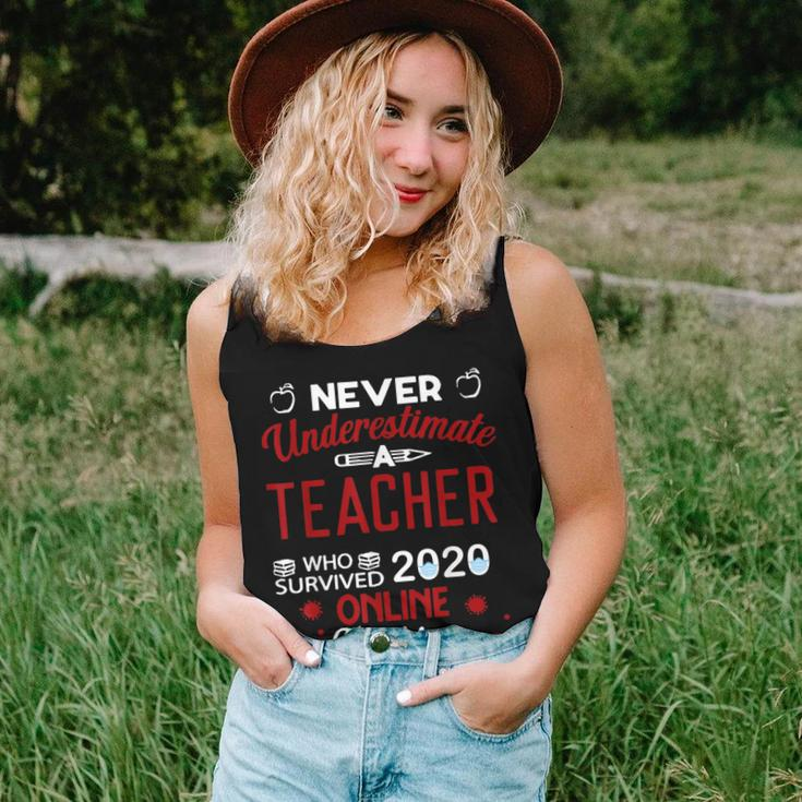 Never Underestimate A Teacher Who Survived Online Teaching Women Tank Top Basic Casual Daily Weekend Graphic Gifts for Her