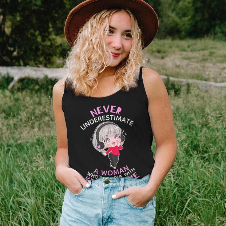 Never Underestimate A Woman In Love With Kpop And Anime Gift For Womens Women Tank Top Basic Casual Daily Weekend Graphic Gifts for Her