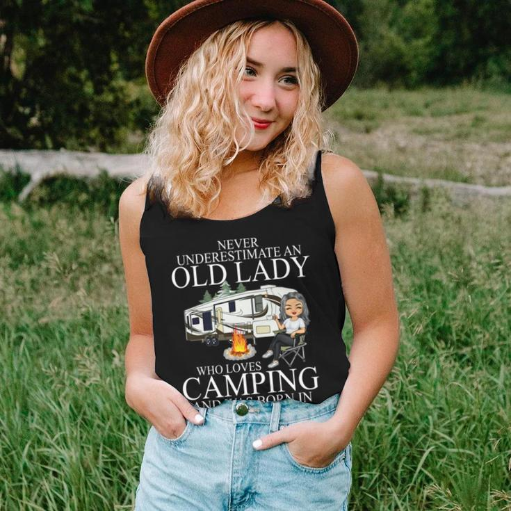 Never Underestimate An Old Lady Who Loves Camping July Women Tank Top Basic Casual Daily Weekend Graphic Gifts for Her