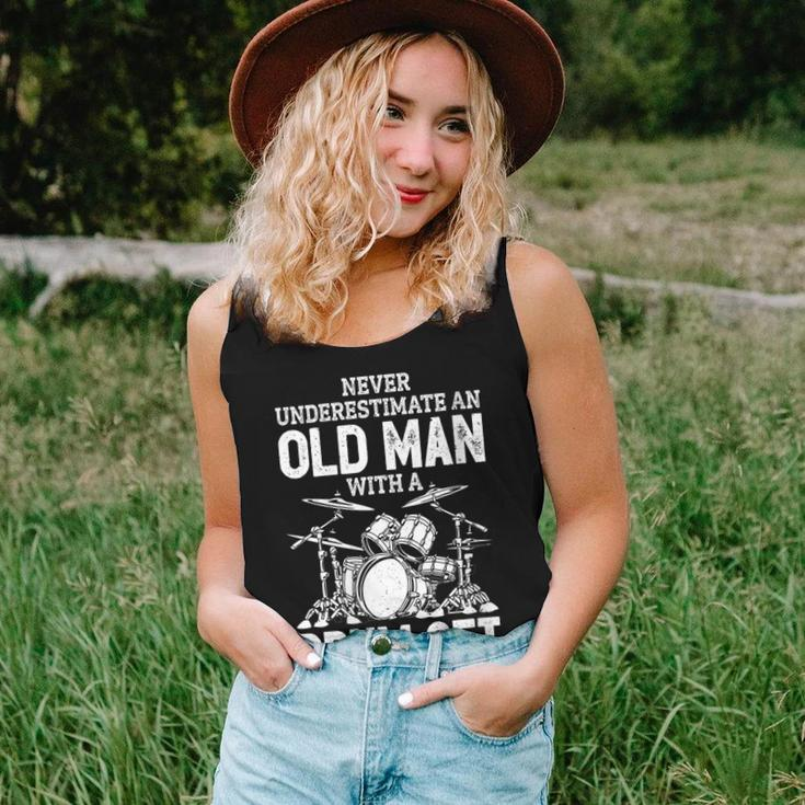 Never Underestimate An Old Man With A Drum Set Funny Drummer Gift For Womens Women Tank Top Basic Casual Daily Weekend Graphic Gifts for Her